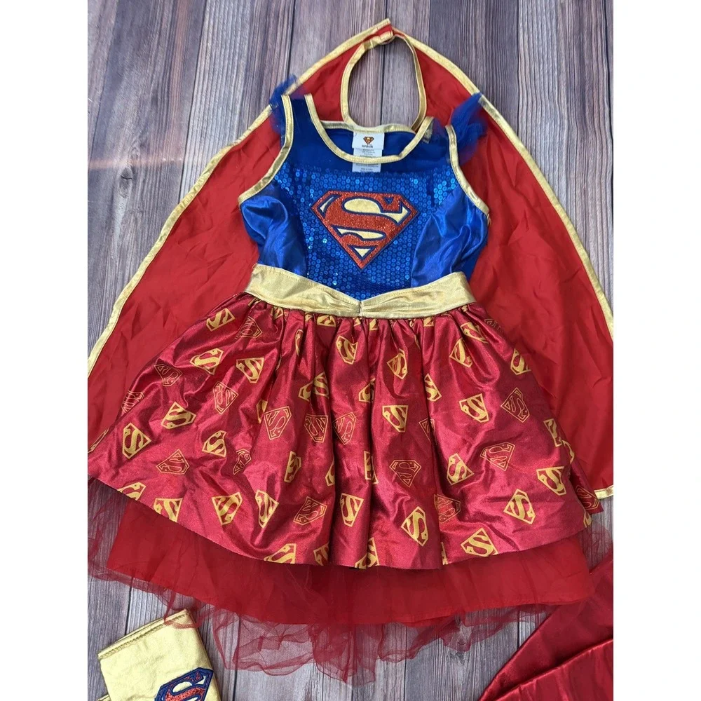 Super Girl Costume Kids Halloween Dress-up Complete Outfit Size Small